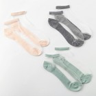 Набор стеклянных носков 3 пары "Француженка", р-р 36-37 (23 см), цвет мята/корал/серый - фото 9514373