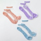 Набор стеклянных носков 3 пары, р-р 35-37 (22-25 см), цв.роз/гол/лаванда - фото 9514383