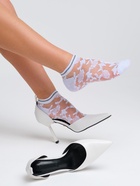 Набор стеклянных женских носков 2 пары "Цветочки", р-р 35-37 (22-25 см), цвет бел/беж - фото 809405259