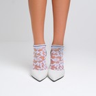 Набор стеклянных женских носков 2 пары "Цветочки", р-р 35-37 (22-25 см), цвет бел/беж - Фото 3