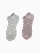 Набор стеклянных носков 2 пары «Цветочки», р-р 35-37 (22-25 см) цв. серый/чайная роза - фото 809405269