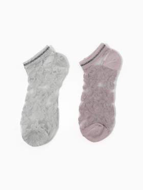 Носки стеклянные женские «Цветочки», набор 2 пары, размер 35-37 (22-25 см), цвет серый, розовый 4601662