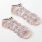 Набор стеклянных женских носков 2 пары "Цветочки", р-р 35-37 (22-25 см), цвет бел/беж - Фото 2