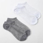 Набор стеклянных женских носков 2 пары "Полосочки", р-р 35-37 (22-25 см), цвет сер/бел - фото 9514398