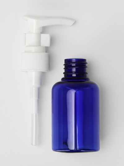 Бутылочка для хранения, с дозатором, 50 мл, цвет синий/белый