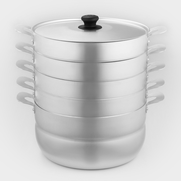 Манты-казан, 6 л, d=26 см, с 4 сетками, высота секции 5 см, с крышкой, штампованный алюминий - Фото 1