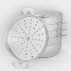 Манты-казан, 6 л, d=26 см, с 4 сетками, высота секции 5 см, с крышкой, штампованный алюминий - Фото 3