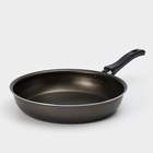 Сковорода «Классика атлас», d=26 см, пластиковая ручка, стеклянная крышка, антипригарное покрытие, алюминий, коричневая - Фото 3