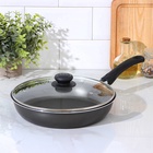 Сковорода «Классика атлас», d=26 см, пластиковая ручка, стеклянная крышка, антипригарное покрытие, алюминий, коричневая - Фото 10