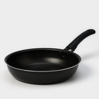 Сковорода «Классика атлас», d=24 см, пластиковая ручка, стеклянная крышка, антипригарное покрытие, алюминий, чёрная - Фото 3