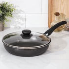 Сковорода «Классика атлас», d=24 см, пластиковая ручка, стеклянная крышка, антипригарное покрытие, алюминий, чёрная - Фото 10