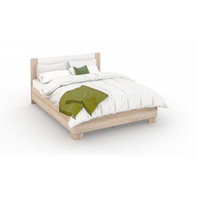 Кровать «Аврора» без ПМ, 140 × 200 см, со встроенным основанием, цвет сонома / белый