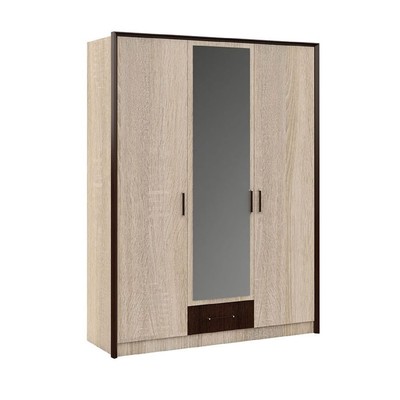 Шкаф 3-х дверный «Эшли», 1360 × 583 × 2118 мм, цвет венге / дуб сонома