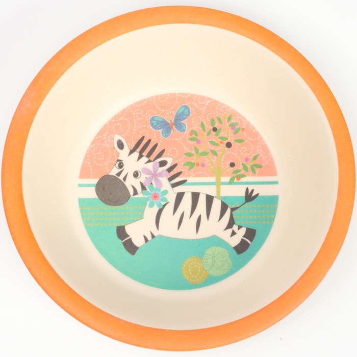 Набор детской бамбуковой посуды «Зебра», тарелка, миска, стакан, приборы, 5 предметов - фото 1887937292