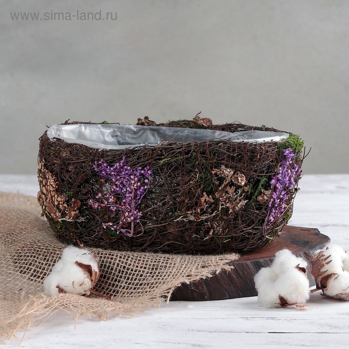 Кашпо плетёное овальное «Пробуждение», 22×15×9 см - Фото 1