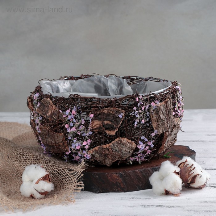 Кашпо плетеное "Дерево желаний" круг, 20х20х11 см - Фото 1