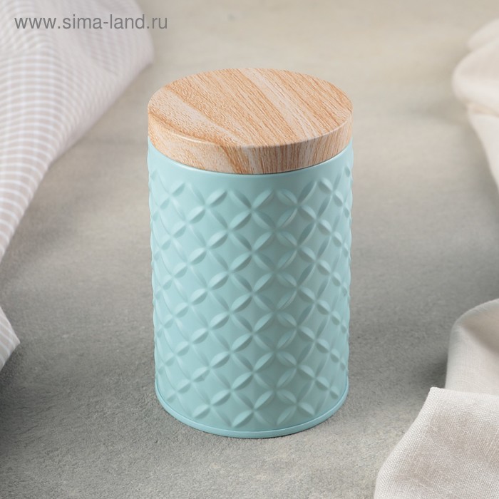 Банка для сыпучих «Ромб», 430 мл, 7.3×11.5 см, жесть, голубая - Фото 1