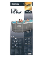 Бассейн каркасный Power Steel, 549×274×122 см, фильтр-насос, тент, лестница, овальный, 56710 Bestway - Фото 18