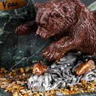 Сувенир "Медведь на рыбалке", 10х15х10 см, змеевик, гипс, минералы - фото 8535806