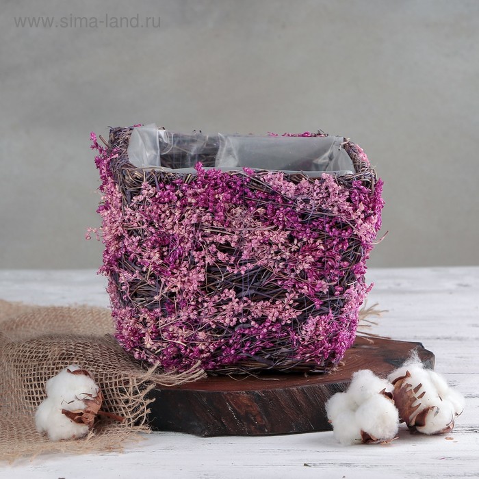 Кашпо плетёное квадратное «Лаванда», 16×16×13 см - Фото 1