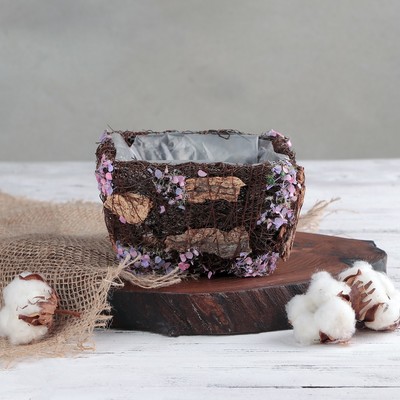 Кашпо плетеное "Дерево желаний" квадрат, 13х13х8 см