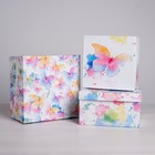Набор подарочных коробок 3 в 1 «Акварельные бабочки», 18 х 18 х 10 - 22 х 22 х 12 см - фото 4581192