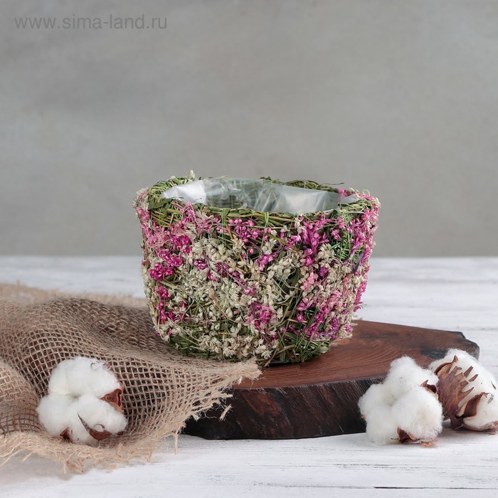 Кашпо плетёное круглое «Фея», 13×13×8 см - Фото 1