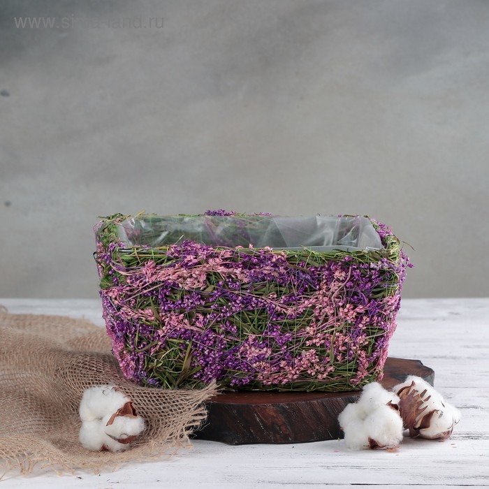 Кашпо плетёное прямоугольное «Фея», 20,5×14×10,5 см - Фото 1