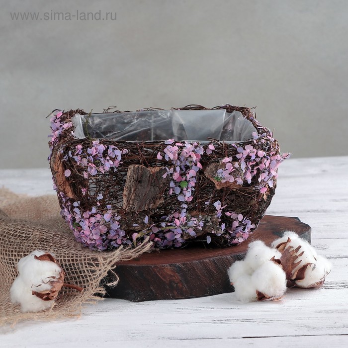 Кашпо плетеное "Дерево желаний" квадрат, 17х17х9 см - Фото 1