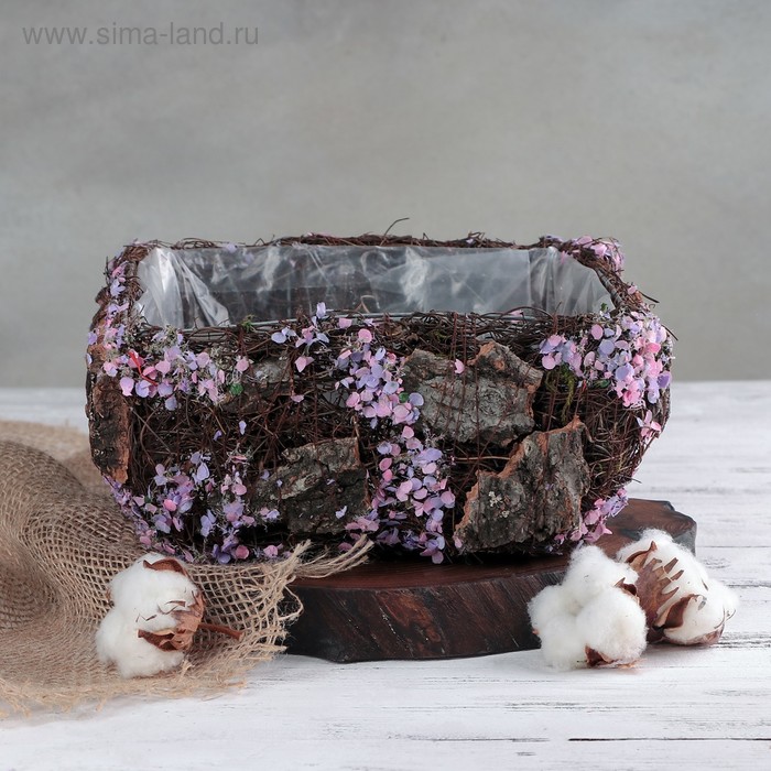 Кашпо плетеное "Дерево желаний" квадрат, 20х20х10 см - Фото 1