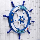 Декор настенный, панно «Штурвал. Добро пожаловать на борт», синий, 62 см - Фото 2