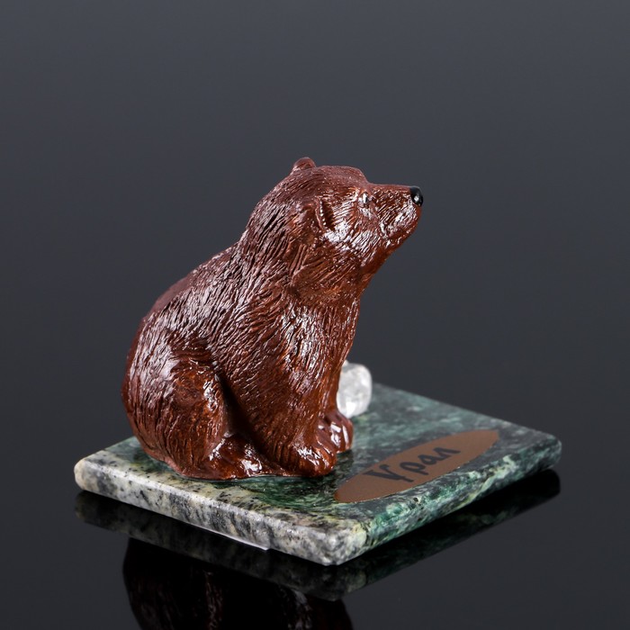 Сувенир "Бурый медведь", 5х5х4 см, змеевик, гипс, микс - фото 1904159459