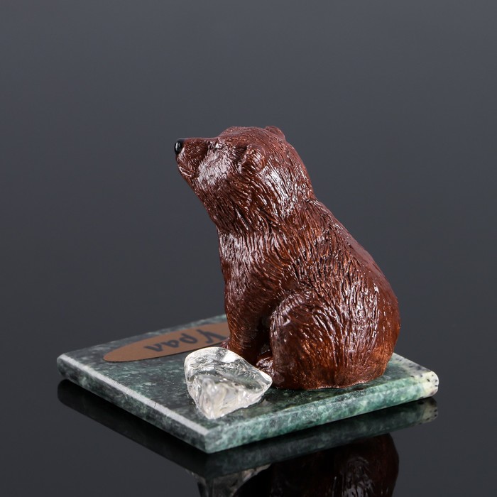 Сувенир "Бурый медведь", 5х5х4 см, змеевик, гипс, микс - фото 1904159460