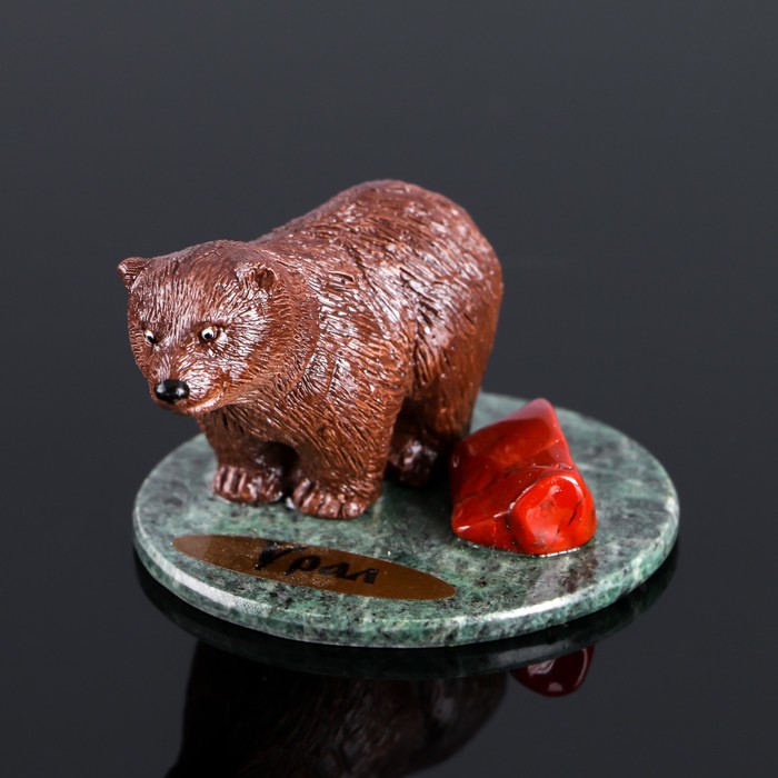 Сувенир "Бурый медведь", 5х5х4 см, змеевик, гипс, микс - фото 1904159461