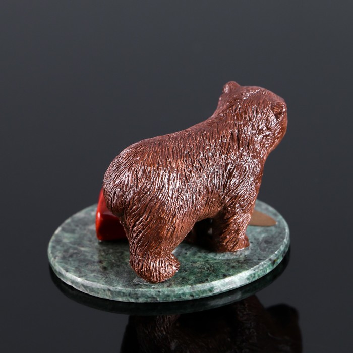 Сувенир "Бурый медведь", 5х5х4 см, змеевик, гипс, микс - фото 1904159462