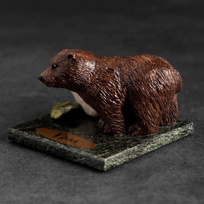 Сувенир "Бурый медведь", 5х5х4 см, змеевик, гипс, микс - фото 1904159464