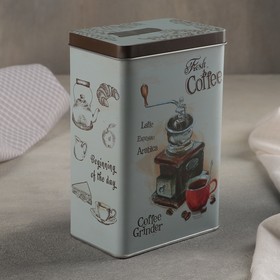 Банка для сыпучих продуктов с носиком «Кофе», 1,5 л, 12×8×18,5 см, цвет серый