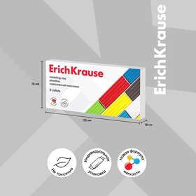 Пластилин ErichKrause Basic, 6 цветов, 96 г, в картонной упаковке (комплект 3 шт)