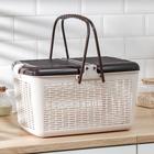 Корзина для пикника Альтернатива, 45×30×24 см, с ручками, пластик, светло-коричневая - Фото 4