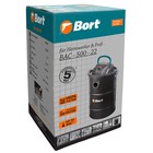 Строительный пылесос Bort BAC-500-22, 900 Вт, 60 л/сек, 22 л, шланг 1 м - Фото 8