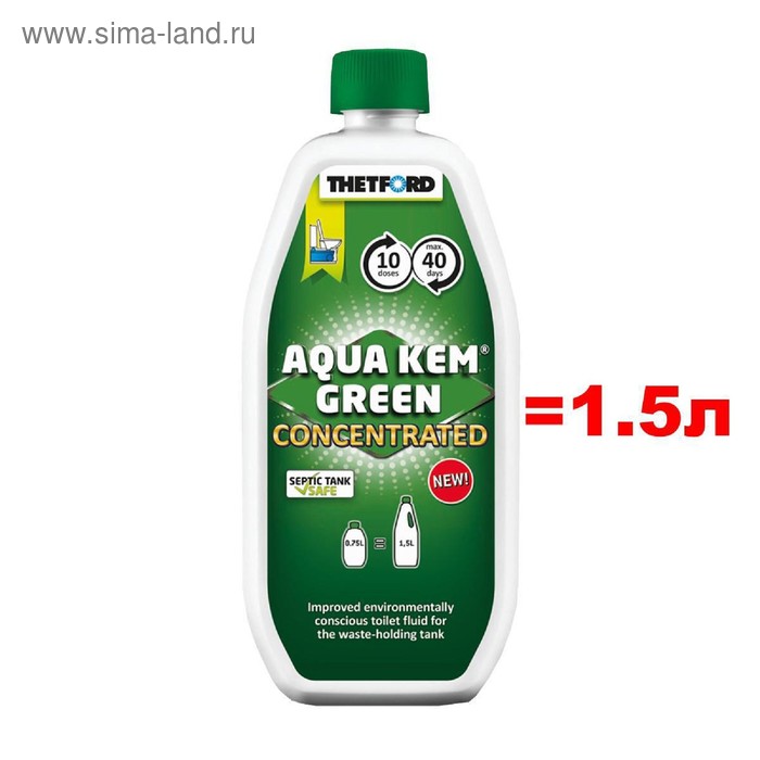 Жидкость для биотуалета Aqua KemGreen, концентрат, 0,75 л - Фото 1