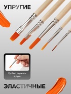 Набор кистей для рисования, синтетика, 5 штук: №: 1, 2, 5 (круглые), № 6, 8 (плоские), Calligrata, круглые, плоские, деревянная ручка, в пакете - Фото 2