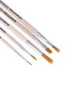 Набор кистей для рисования, синтетика, 5 штук: №: 1, 2, 5 (круглые), № 6, 8 (плоские), Calligrata, круглые, плоские, деревянная ручка, в пакете - Фото 11