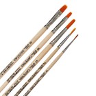 Набор кистей для рисования, синтетика, 5 штук: №: 1, 2, 5 (круглые), № 6, 8 (плоские), Calligrata, круглые, плоские, деревянная ручка, в пакете - Фото 5