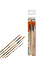 Набор кистей для рисования, синтетика, 5 штук: №: 1, 2, 5 (круглые), № 6, 8 (плоские), Calligrata, круглые, плоские, деревянная ручка, в пакете - Фото 6