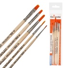 Набор кистей для рисования, синтетика, 5 штук: №: 1, 2, 5 (круглые), № 6, 8 (плоские), Calligrata, круглые, плоские, деревянная ручка, в пакете - Фото 7