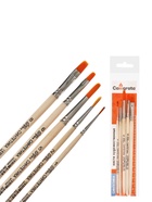 Набор кистей для рисования, синтетика, 5 штук: №: 1, 2, 5 (круглые), № 6, 8 (плоские), Calligrata, круглые, плоские, деревянная ручка, в пакете - Фото 7