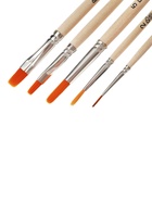 Набор кистей для рисования, синтетика, 5 штук: №: 1, 2, 5 (круглые), № 6, 8 (плоские), Calligrata, круглые, плоские, деревянная ручка, в пакете - Фото 9