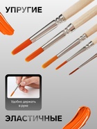 Набор кистей для рисования, синтетика, 5 штук: №: 1, 2, 3, 4, 5, Calligrata, круглые, деревянная ручка - Фото 2