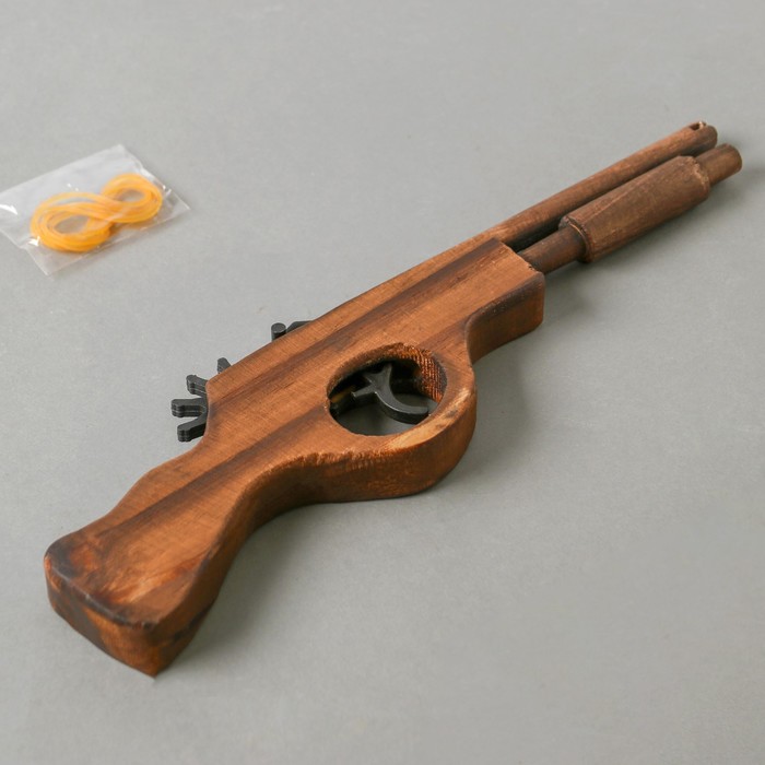 Игрушка деревянная стреляет резинками «Пистолет» 2,2×27×8 см - фото 1912281731